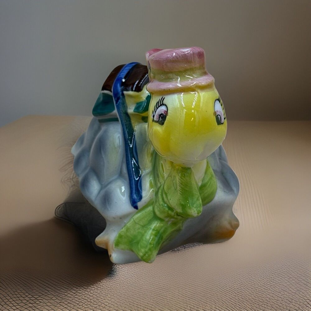 Vintage Japan Turtle Figurine, Mid Century Ceramic Anthropomorphic Turtle